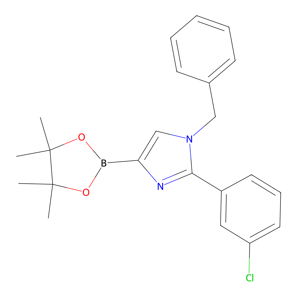1-benzyl-2-(3-chlorophenyl)-4-(4,4,5,5-tetramethyl-1,3,2-dioxaborolan-2-yl)-1H-imidazole molecular structure, CAS 2460672-67-5