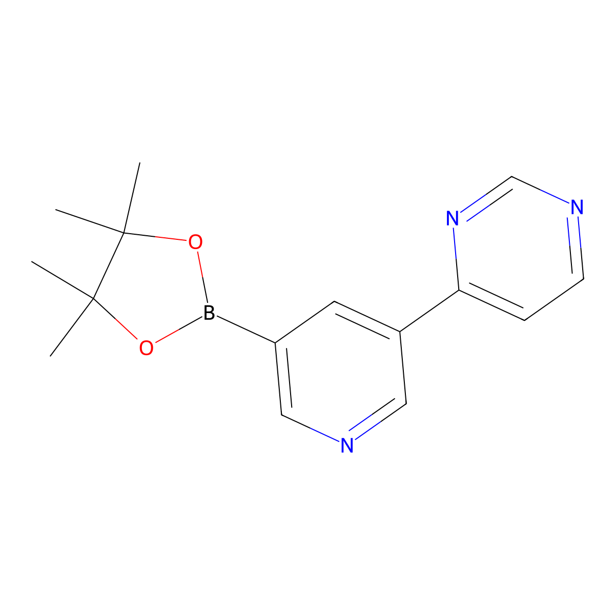 4-(5-(4,4,5,5-Tetramethyl-1,3,2-dioxaborolan-2-yl)pyridin-3-yl)pyrimidine molecular structure, CAS 2460672-69-7