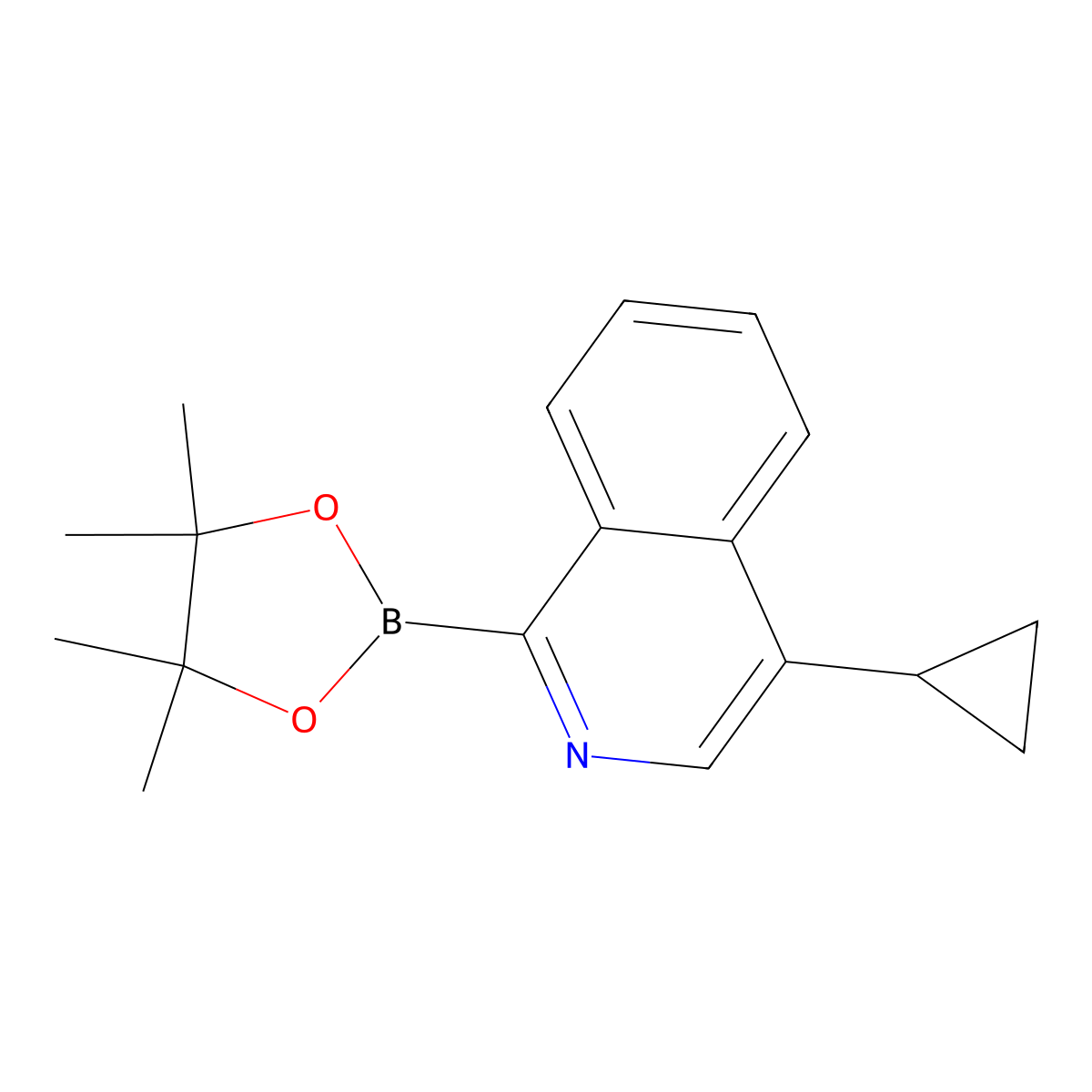 4-Cyclopropyl-1-(4,4,5,5-tetramethyl-1,3,2-dioxaborolan-2-yl)isoquinoline molecular structure, CAS 2460672-70-0
