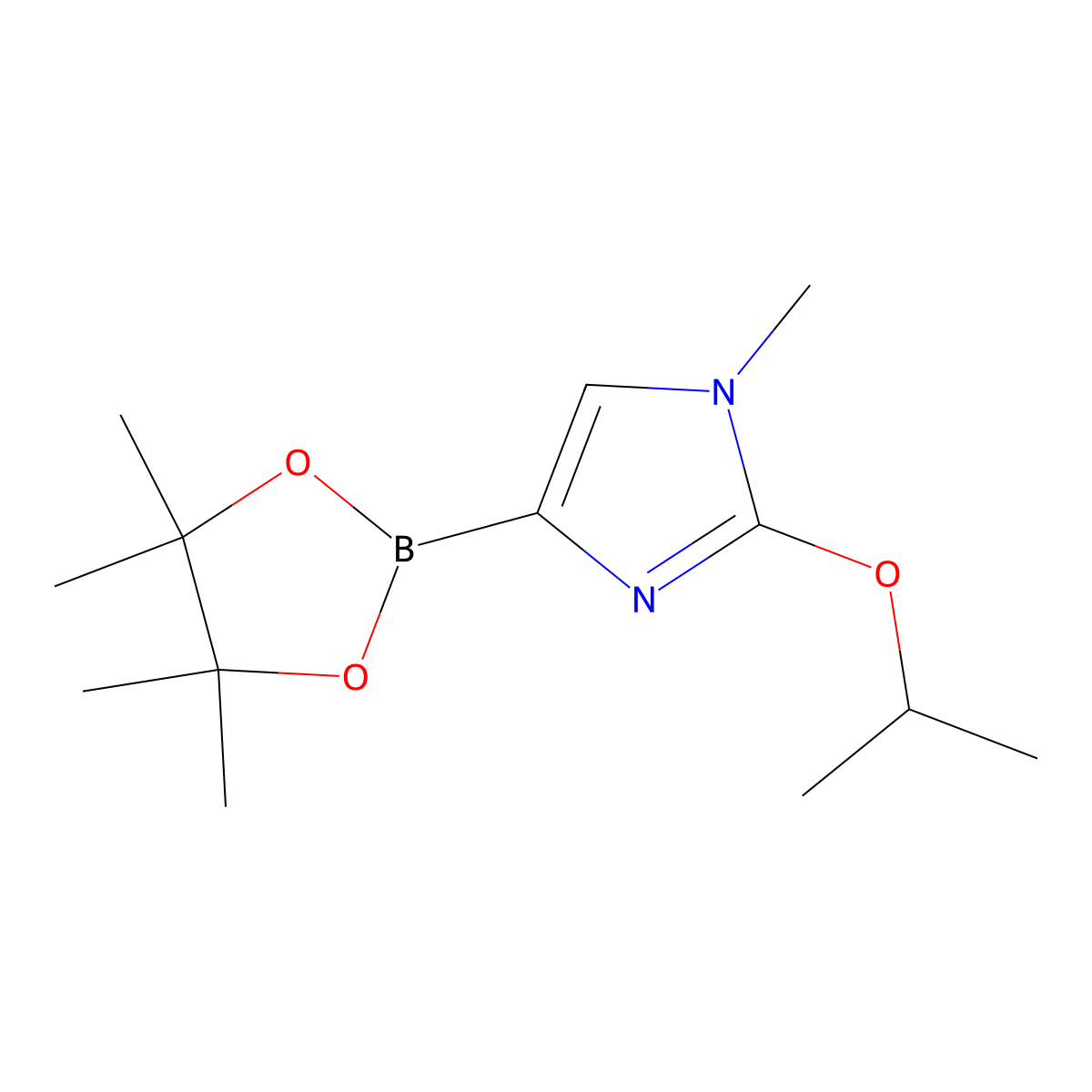 2-isopropoxy-1-methyl-4-(4,4,5,5-tetramethyl-1,3,2-dioxaborolan-2-yl)-1H-imidazole molecular structure, CAS 2460672-71-1