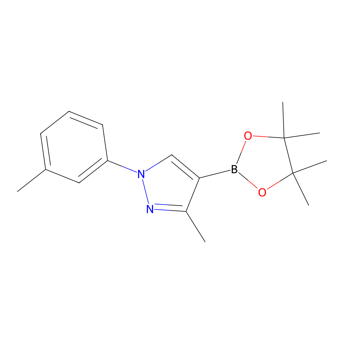 3-methyl-4-(4,4,5,5-tetramethyl-1,3,2-dioxaborolan-2-yl)-1-(m-tolyl)-1H-pyrazole molecular structure, CAS 2460672-72-2