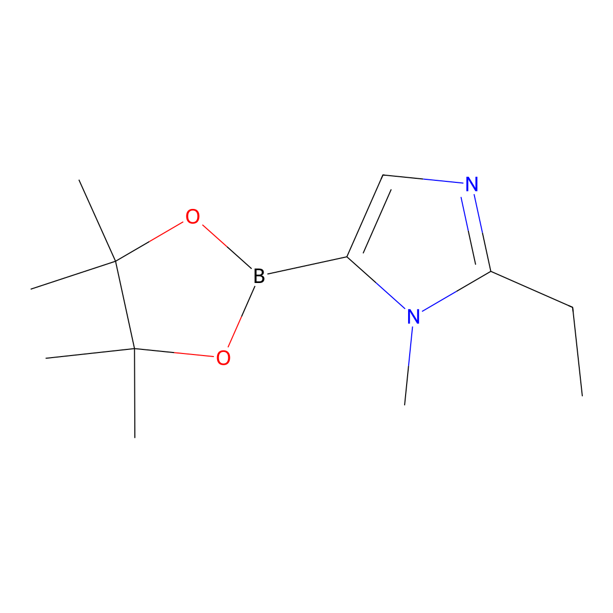 2-ethyl-1-methyl-5-(4,4,5,5-tetramethyl-1,3,2-dioxaborolan-2-yl)-1H-imidazole molecular structure, CAS 2460672-75-5