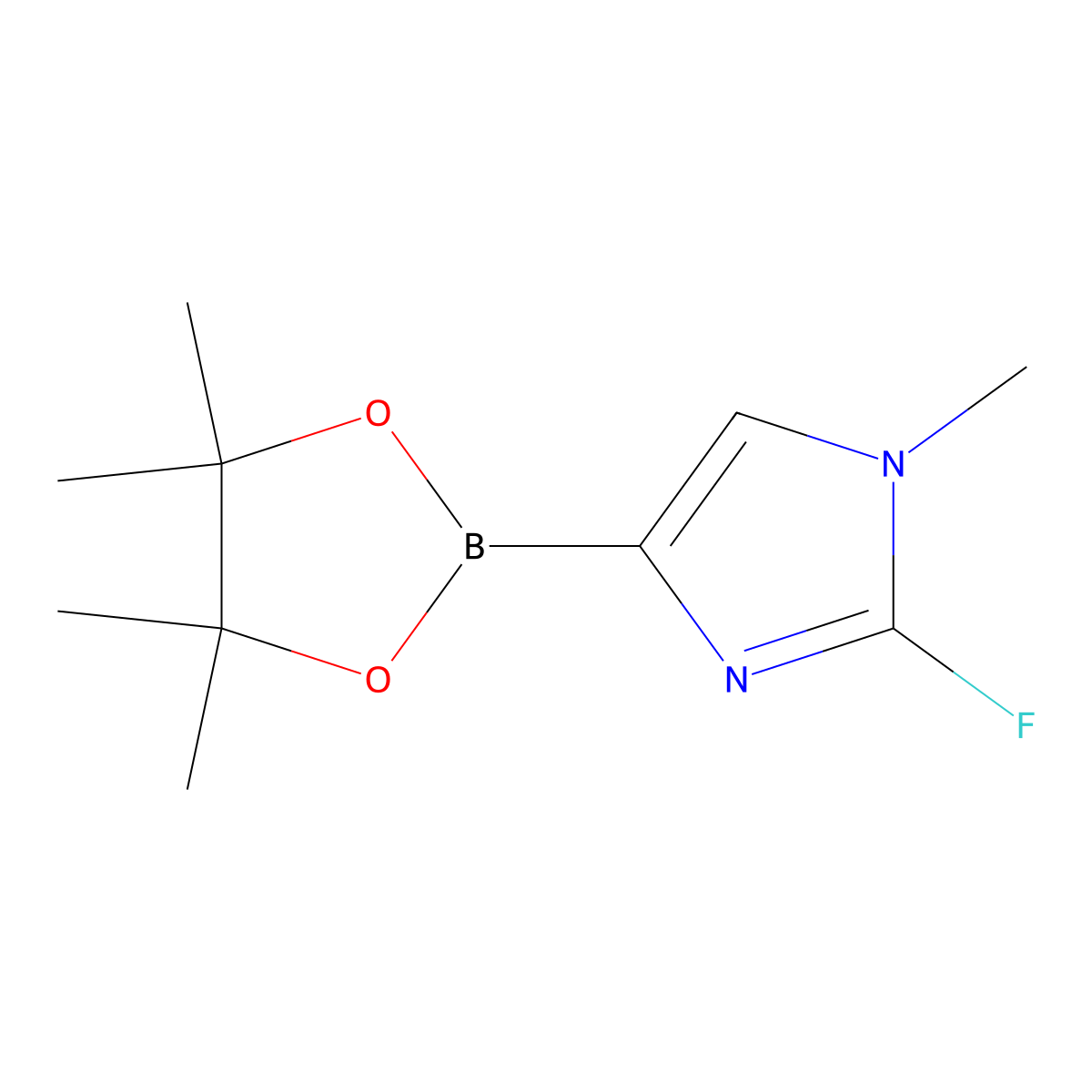 2-fluoro-1-methyl-4-(4,4,5,5-tetramethyl-1,3,2-dioxaborolan-2-yl)-1H-imidazole molecular structure, CAS 2460672-77-7