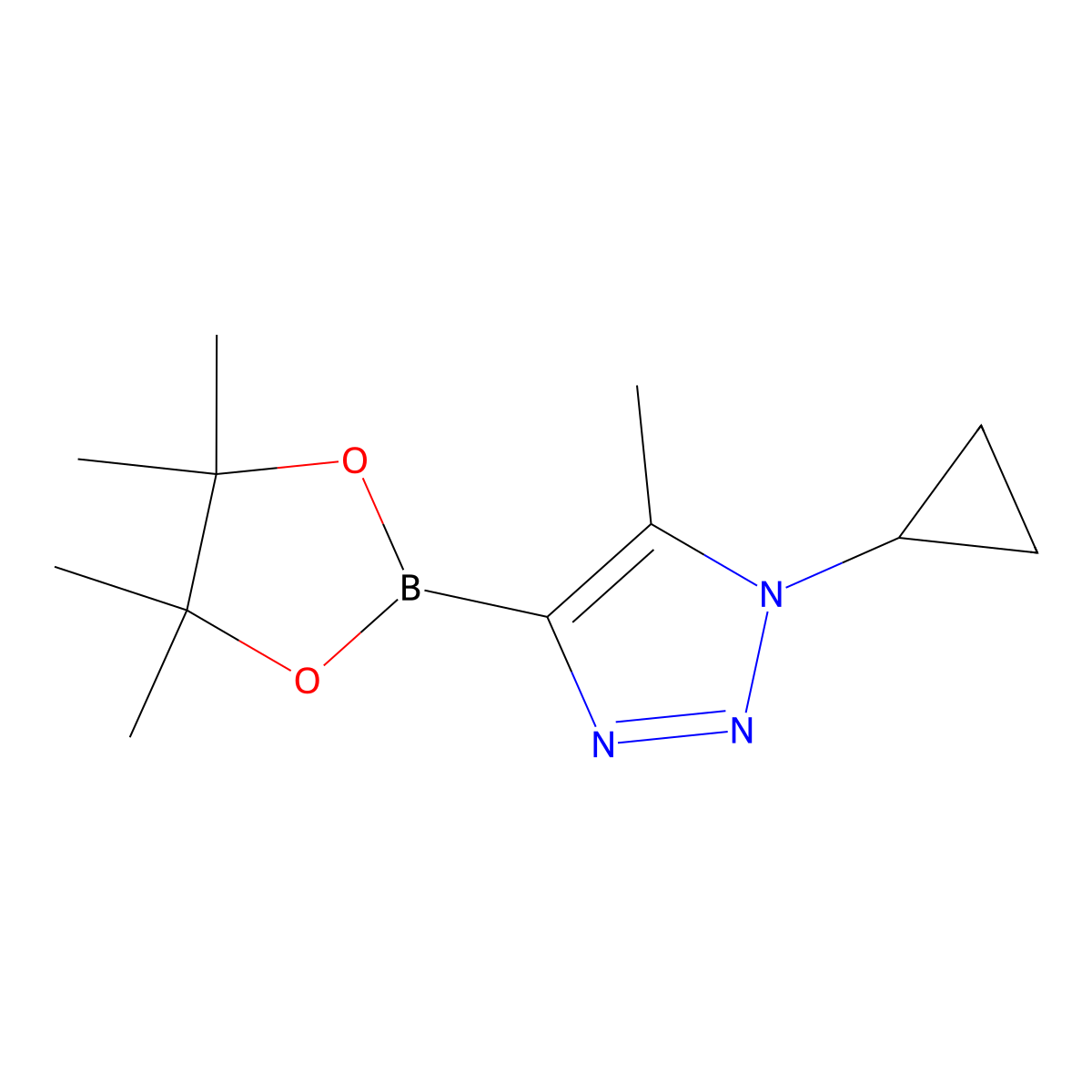 1-cyclopropyl-5-methyl-4-(4,4,5,5-tetramethyl-1,3,2-dioxaborolan-2-yl)-1H-1,2,3-triazole molecular structure, CAS 2460672-80-2