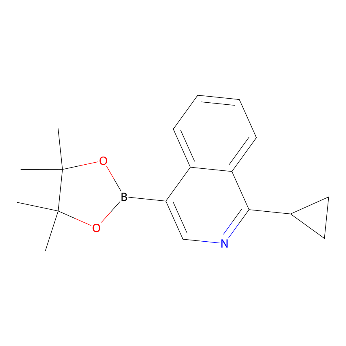 1-Cyclopropyl-4-(4,4,5,5-tetramethyl-1,3,2-dioxaborolan-2-yl)isoquinoline molecular structure, CAS 2460672-82-4