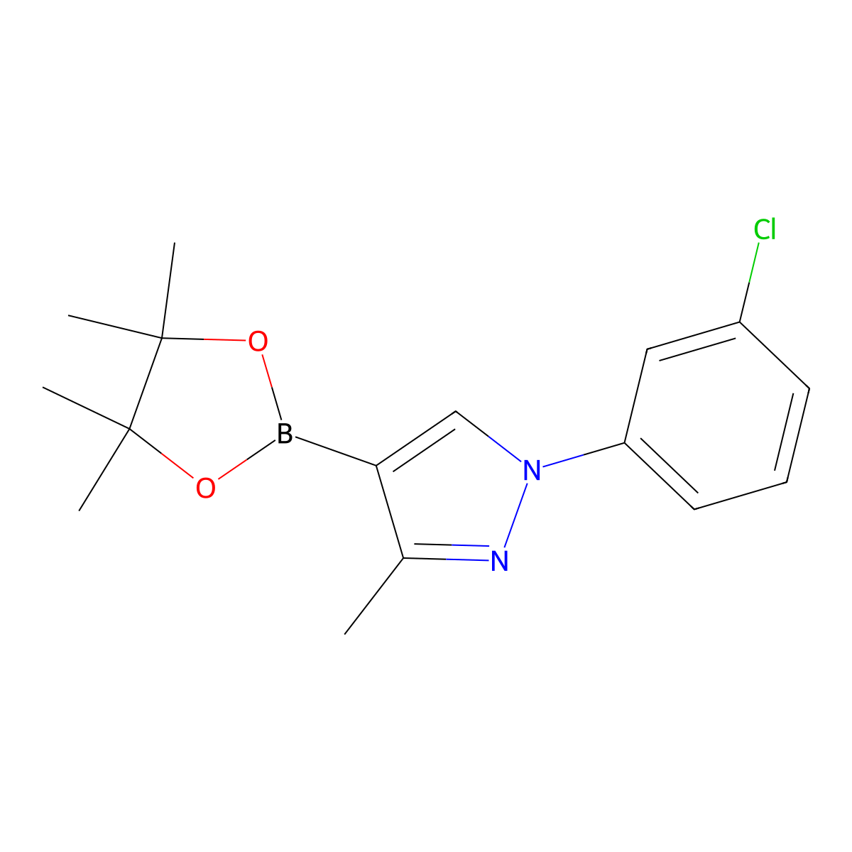 1-(3-chlorophenyl)-3-methyl-4-(4,4,5,5-tetramethyl-1,3,2-dioxaborolan-2-yl)-1H-pyrazole molecular structure, CAS 2460672-85-7