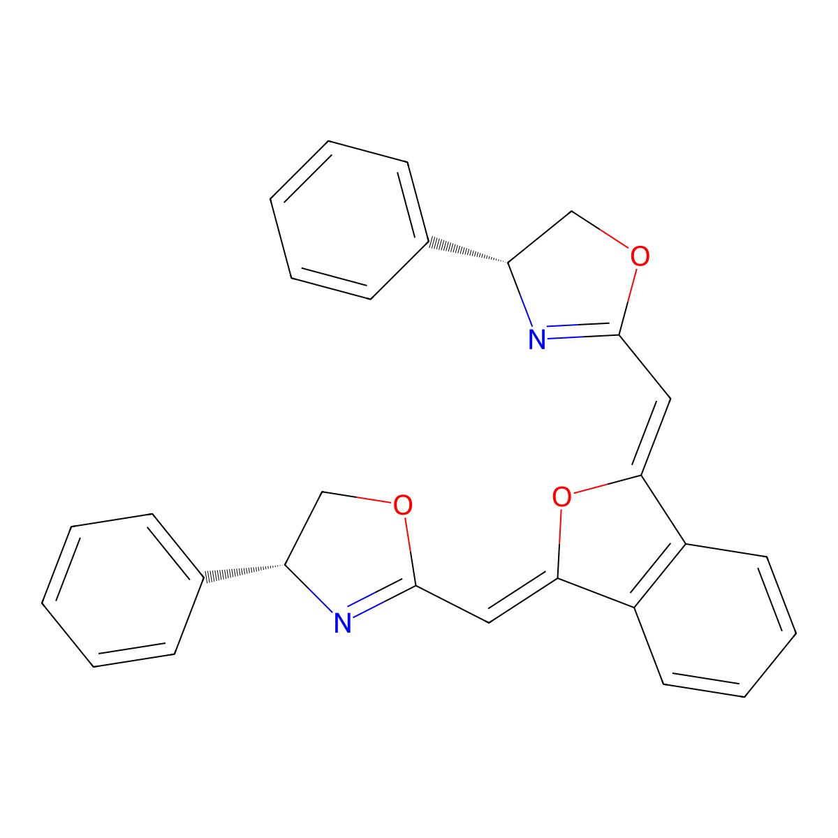 (1Z,3Z)-1,3-Bis(((R)-4-phenyl-4,5-dihydrooxazol-2-yl)methylene)-1,3-dihydroisobenzofuran molecular structure, CAS 2460673-16-7