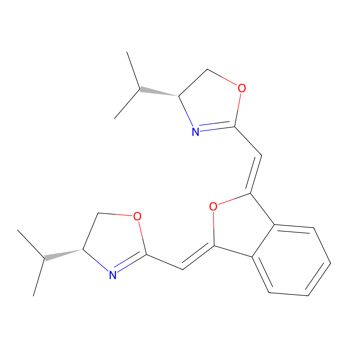 (1Z,3Z)-1,3-Bis(((R)-4-isopropyl-4,5-dihydrooxazol-2-yl)methylene)-1,3-dihydroisobenzofuran molecular structure, CAS 2460673-17-8