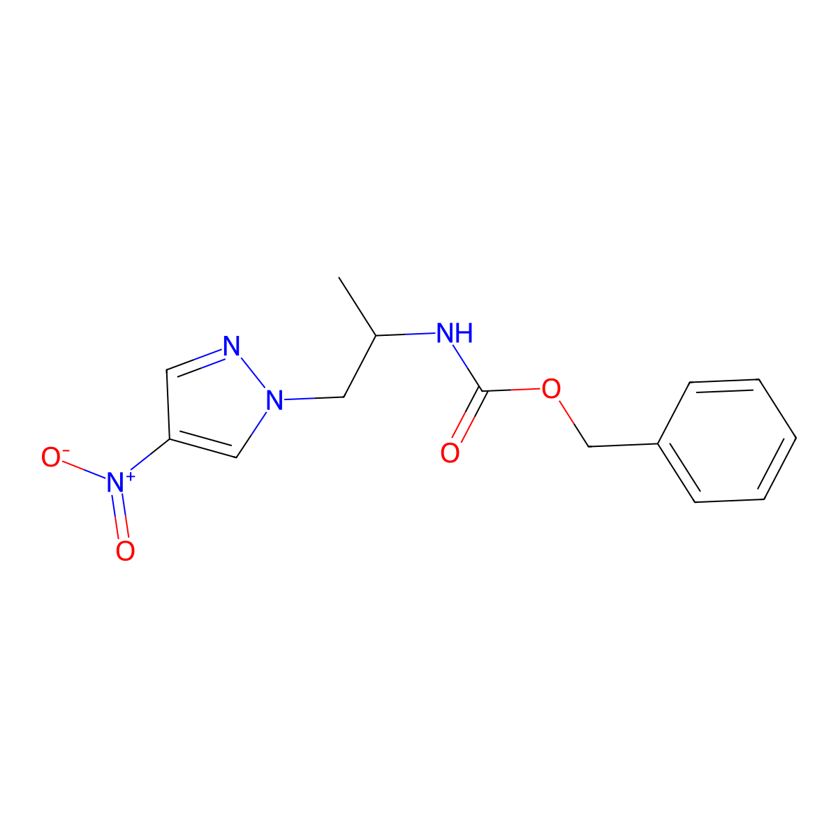 Benzyl (S)-(1-(4-nitro-1H-pyrazol-1-yl)propan-2-yl)carbamate molecular structure, CAS 2460687-71-0