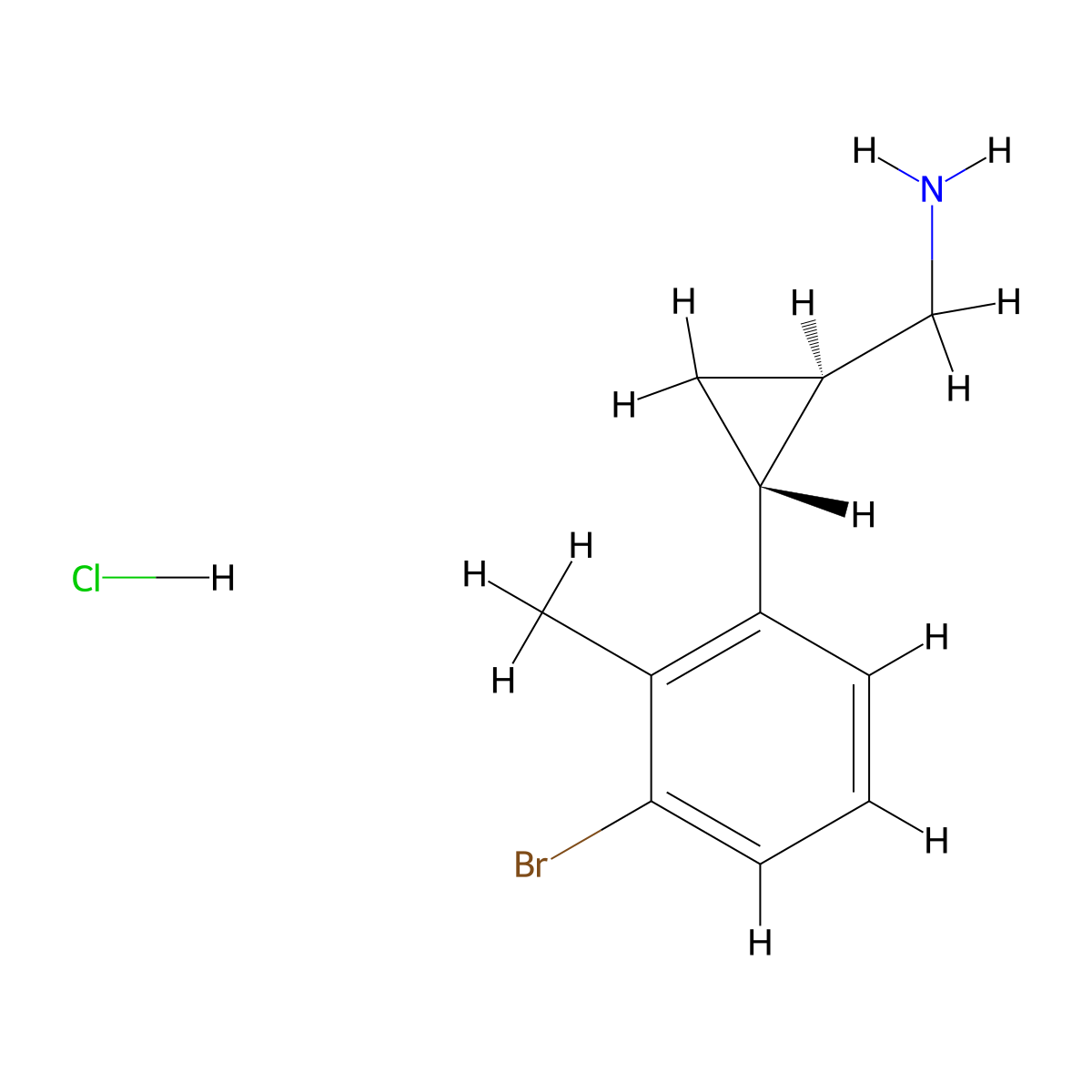 [(1R,2R)-2-(3-Bromo-2-methylphenyl)cyclopropyl]methanamine;hydrochloride molecular structure, CAS 2460739-24-4