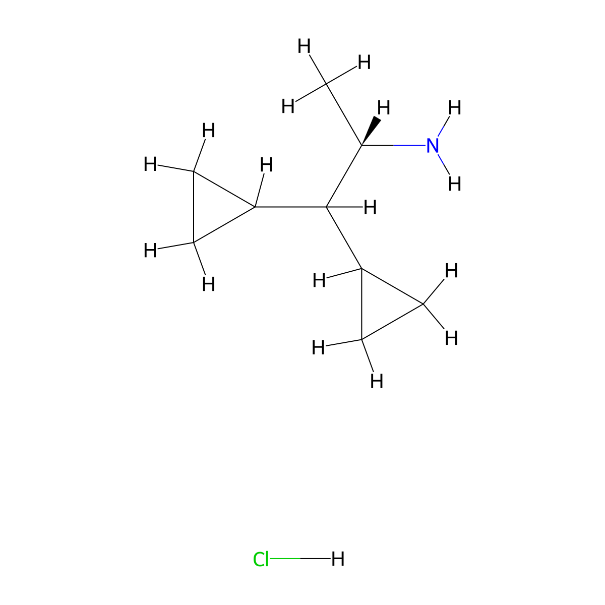 (2S)-1,1-dicyclopropylpropan-2-amine hydrochloride molecular structure, CAS 2460739-28-8