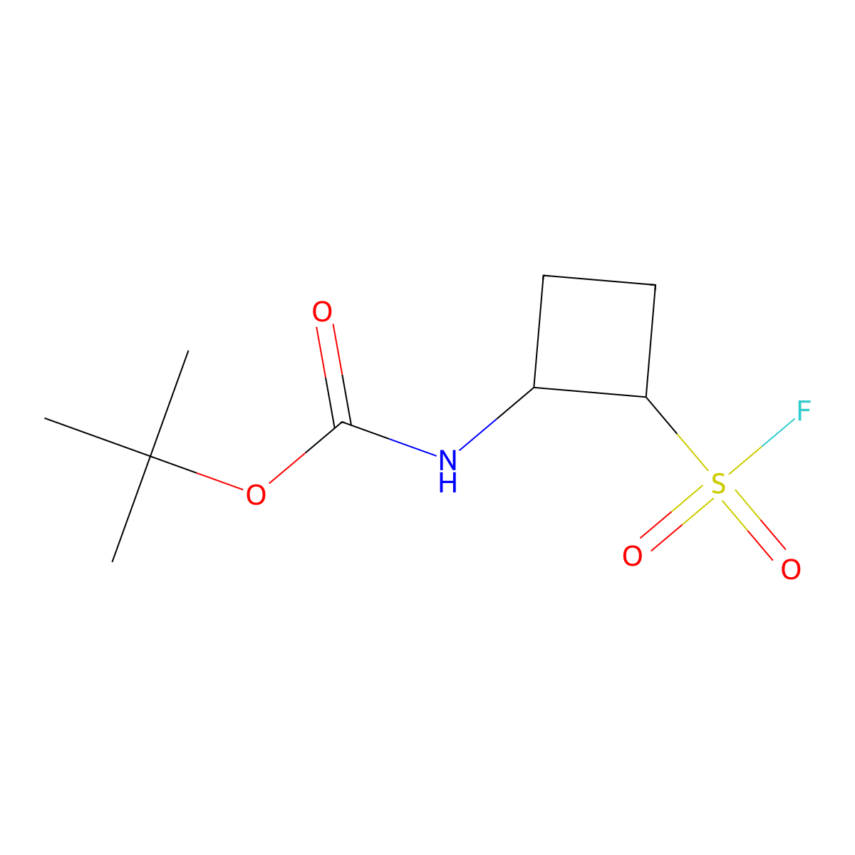 rac-tert-butylN-[(1R,2R)-2-(fluorosulfonyl)cyclobutyl]carbamate molecular structure, CAS 2460739-32-4