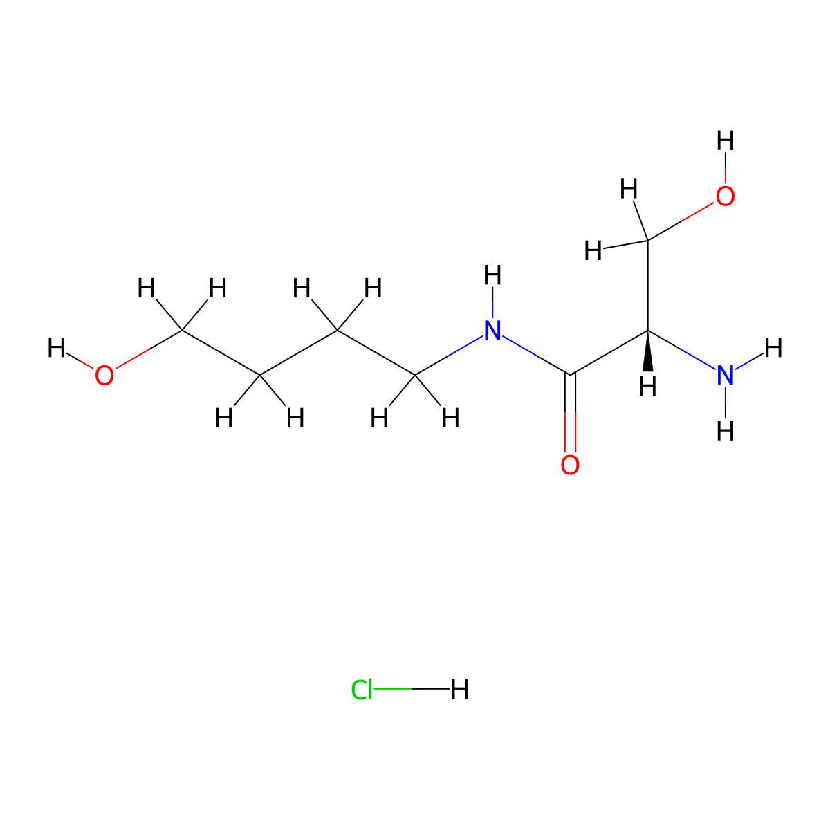 (2S)-2-amino-3-hydroxy-N-(4-hydroxybutyl)propanamide hydrochloride molecular structure, CAS 2460739-37-9