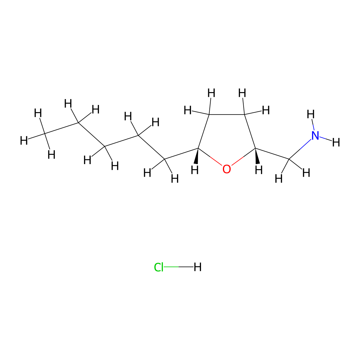 rac-1-[(2R,5R)-5-pentyloxolan-2-yl]methanamine hydrochloride molecular structure, CAS 2460739-42-6