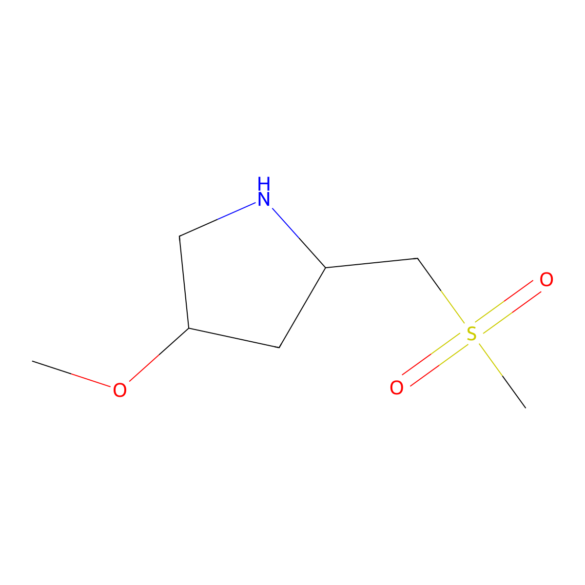 (2R,4R)-2-(methanesulfonylmethyl)-4-methoxypyrrolidine molecular structure, CAS 2460739-51-7