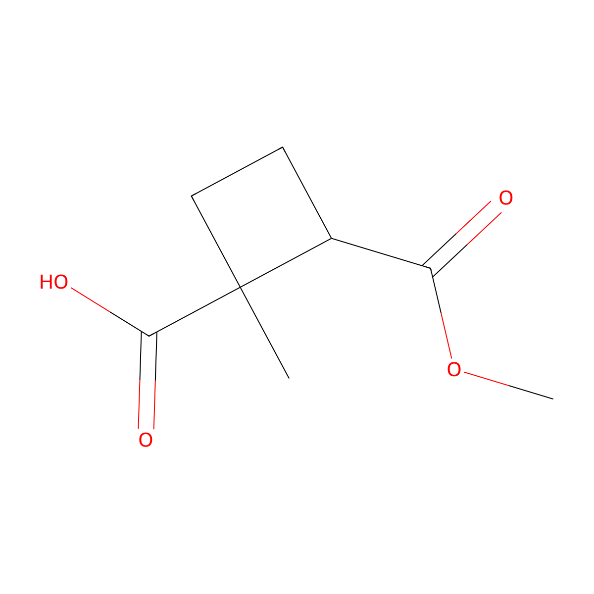 rac-(1R,2S)-2-(methoxycarbonyl)-1-methylcyclobutane-1-carboxylic acid molecular structure, CAS 2460739-63-1