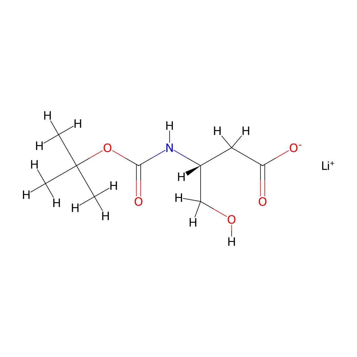 lithium(1+) (3R)-3-(((tert-butoxy)carbonyl)amino)-4-hydroxybutanoate molecular structure, CAS 2460739-68-6