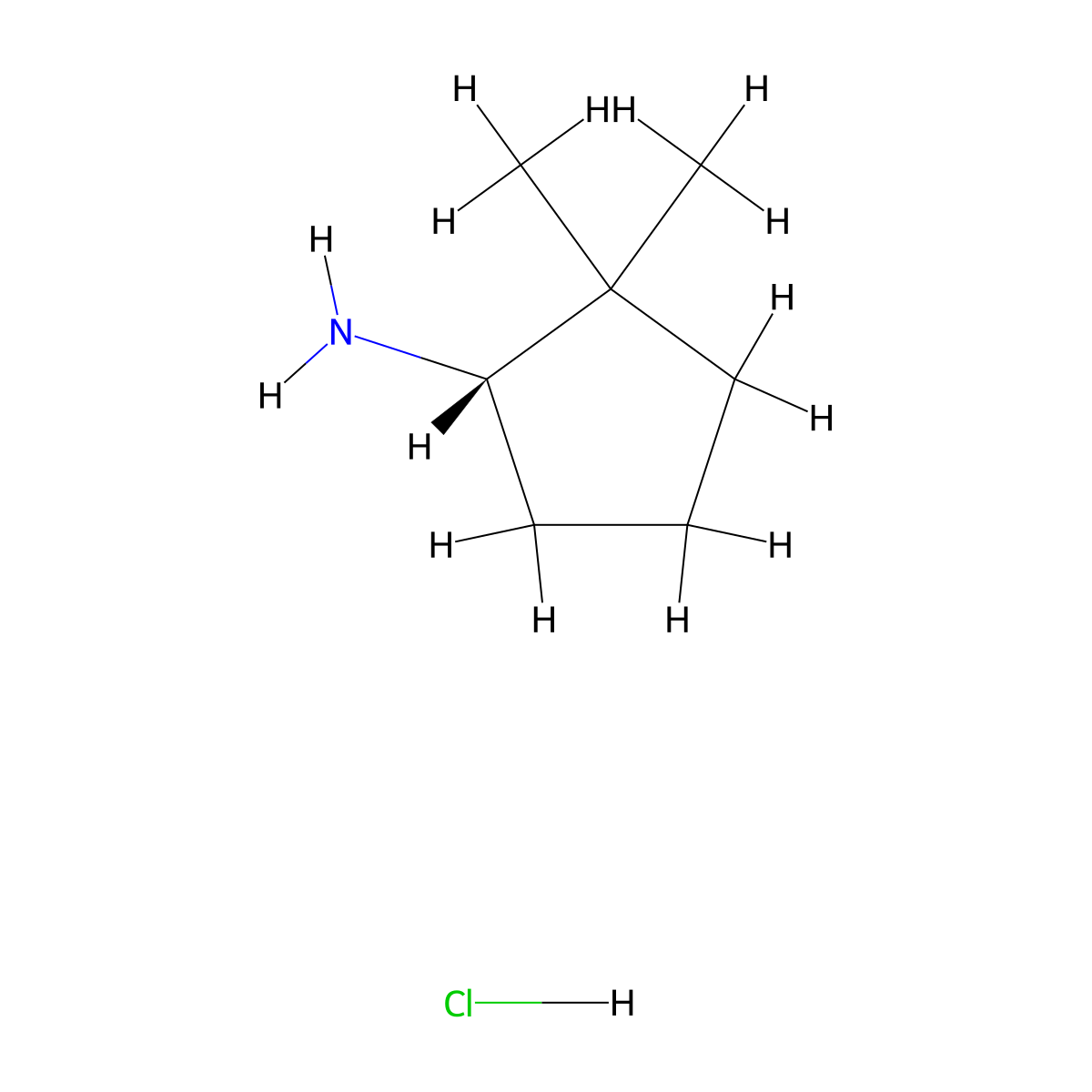 (1S)-2,2-dimethylcyclopentan-1-amine hydrochloride molecular structure, CAS 2460739-74-4