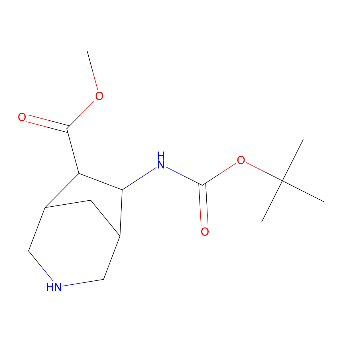 rac-methyl (1R,5R,6S,7R)-7-{[(tert-butoxy)carbonyl]amino}-3-azabicyclo[3.2.1]octane-6-carboxylate molecular structure, CAS 2460739-76-6