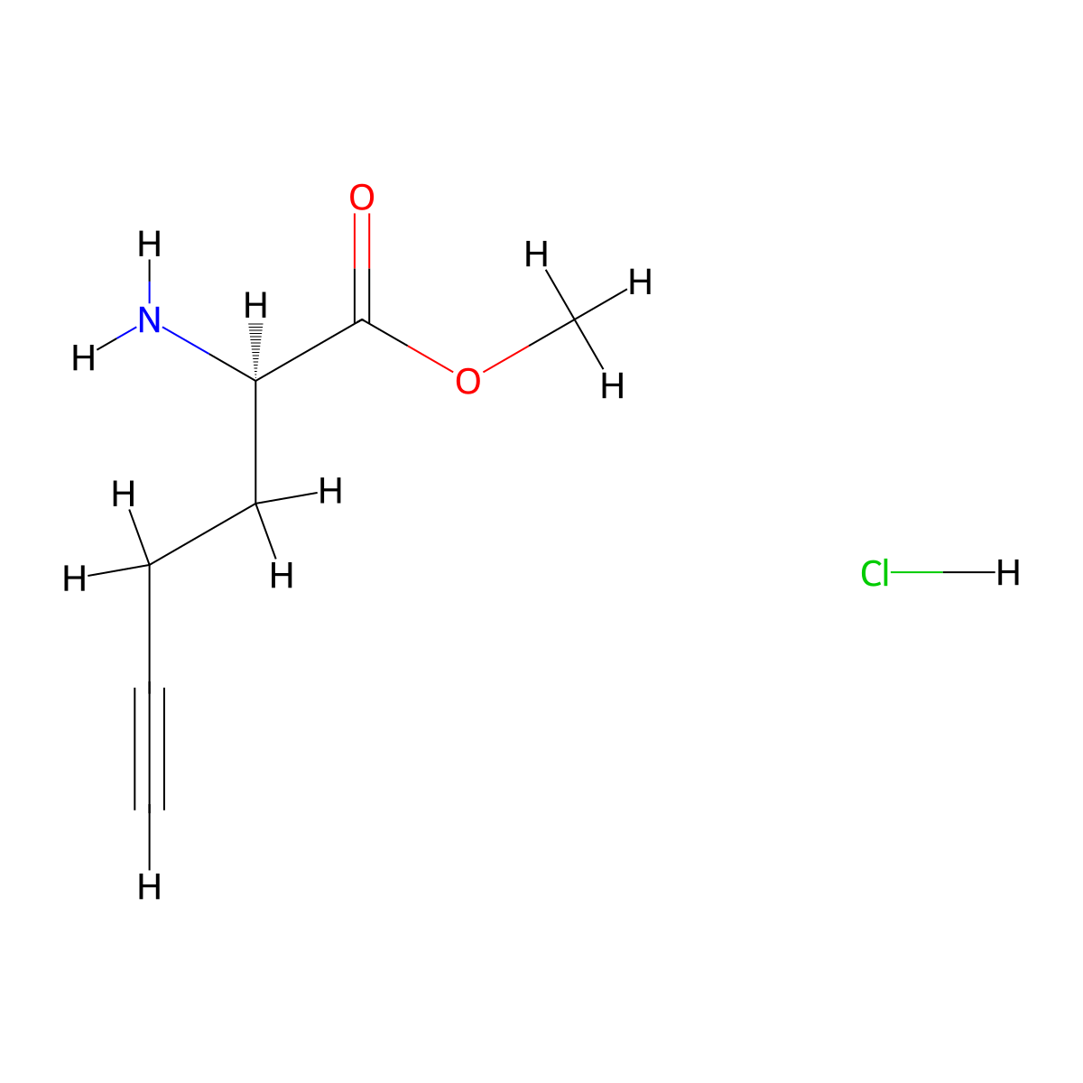 methyl(2R)-2-aminohex-5-ynoatehydrochloride molecular structure, CAS 2460739-83-5
