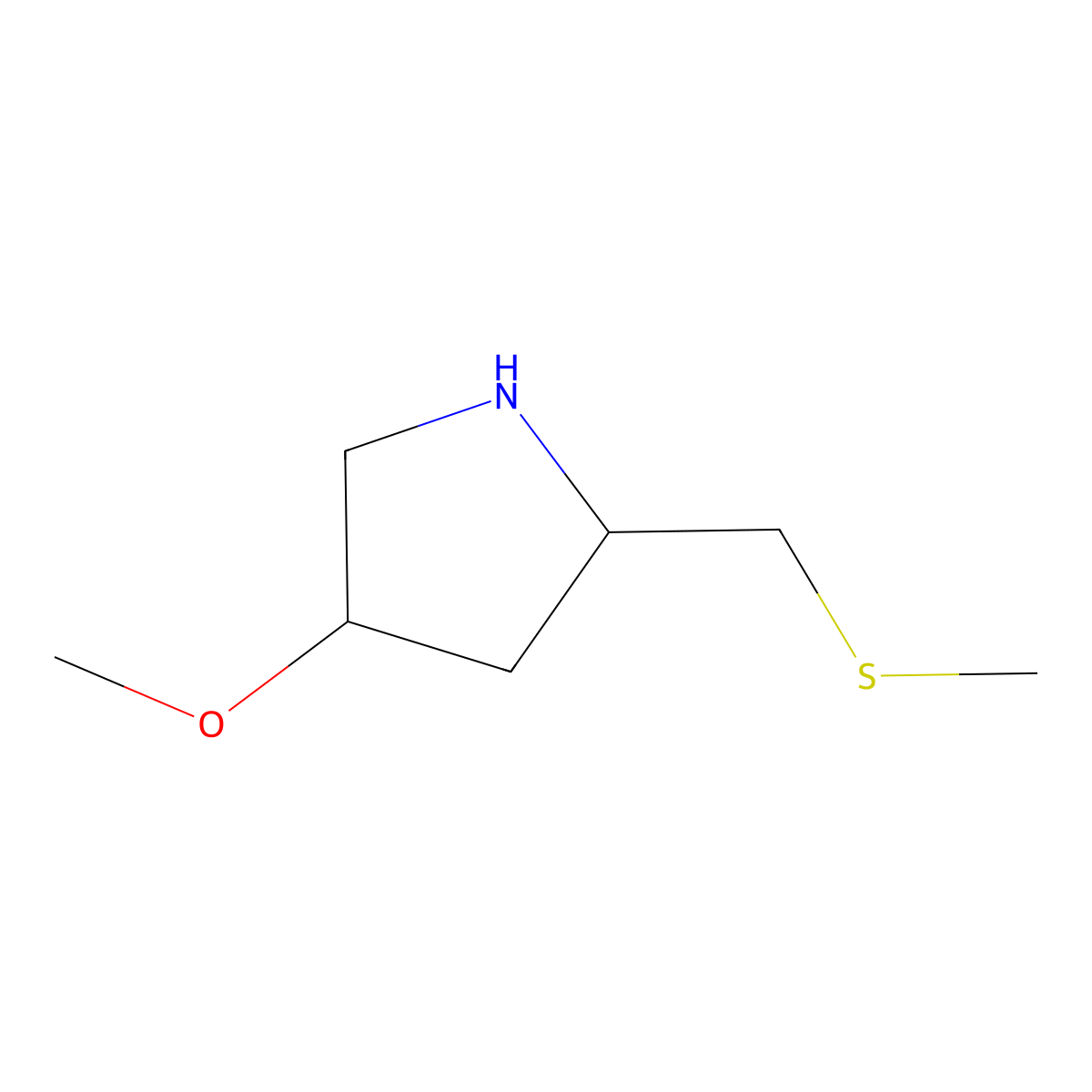 (2R,4R)-4-methoxy-2-[(methylsulfanyl)methyl]pyrrolidine molecular structure, CAS 2460739-91-5