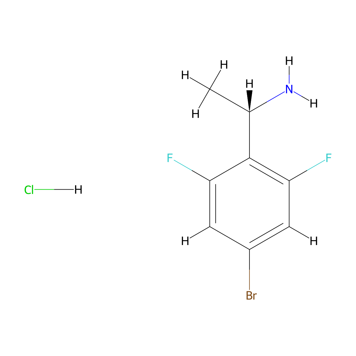 (S)-1-(4-Bromo-2,6-difluorophenyl)ethan-1-amine hydrochloride molecular structure, CAS 2460739-93-7