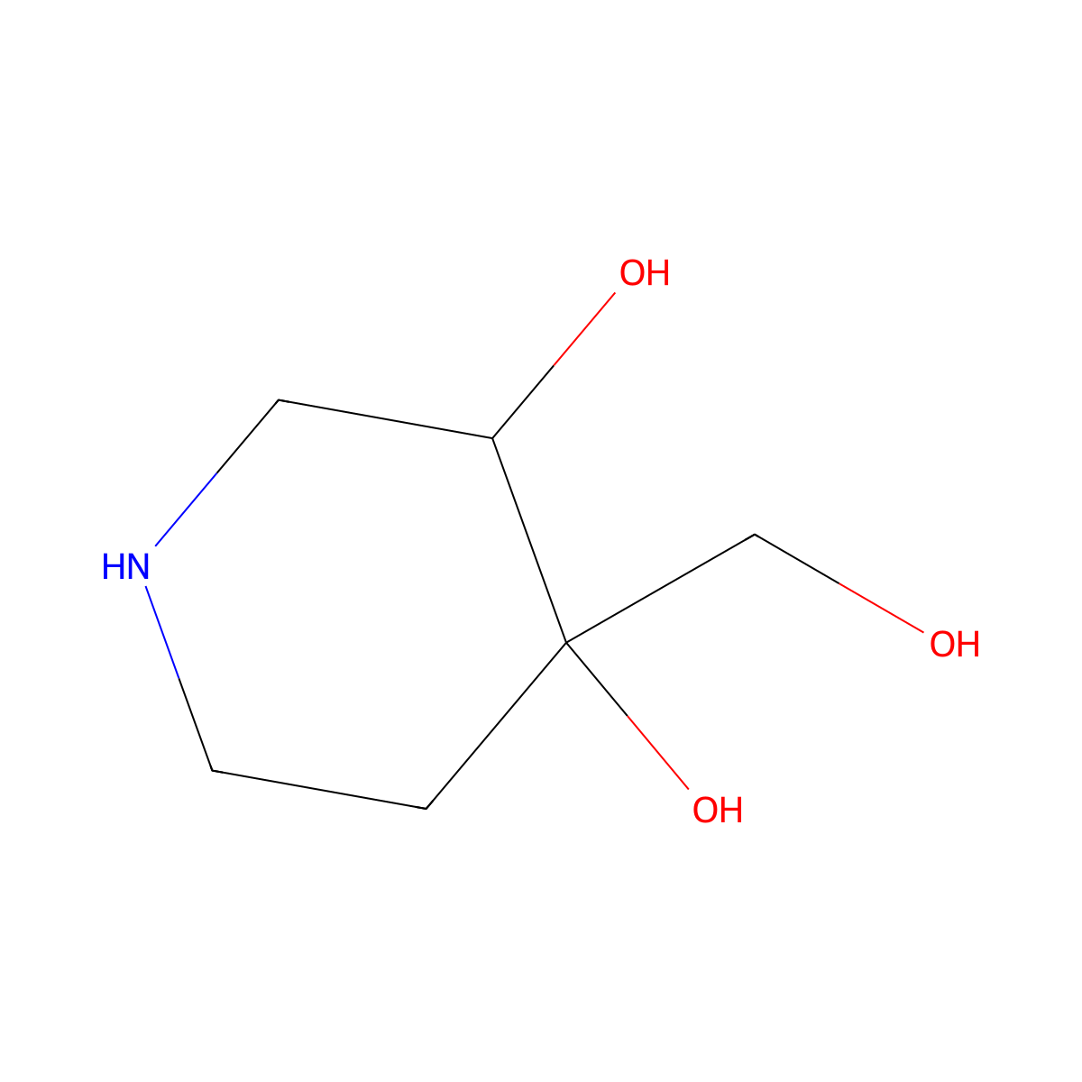 rac-(3R,4R)-4-(hydroxymethyl)piperidine-3,4-diol molecular structure, CAS 2460740-22-9