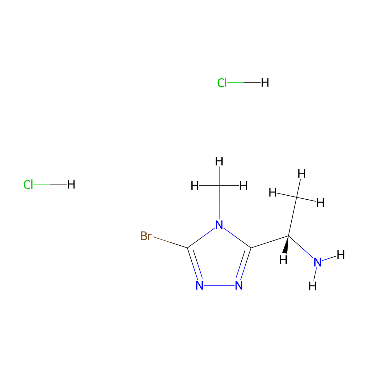 (1S)-1-(5-Bromo-4-methyl-1,2,4-triazol-3-yl)ethanamine;dihydrochloride molecular structure, CAS 2460740-27-4