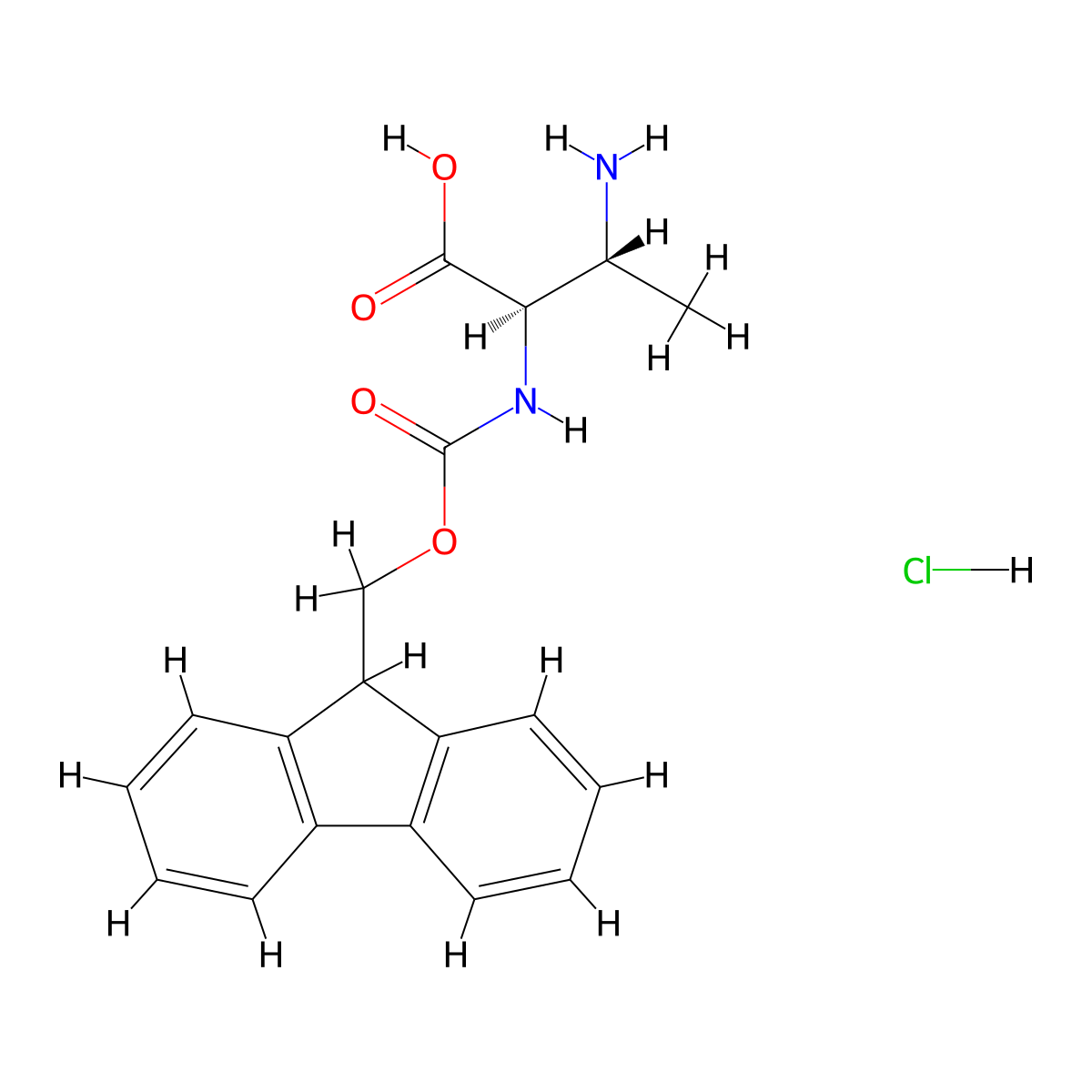 (2R,3R)-3-amino-2-({[(9H-fluoren-9-yl)methoxy]carbonyl}amino)butanoicacidhydrochloride molecular structure, CAS 2460740-28-5