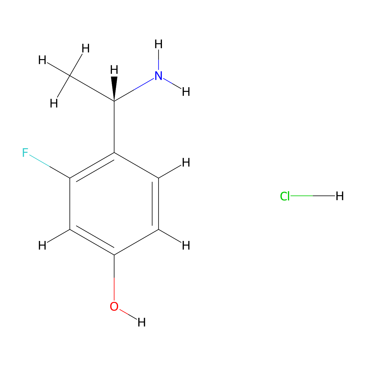 4-((1S)-1-aminoethyl)-3-fluorophenol hydrochloride molecular structure, CAS 2460740-40-1