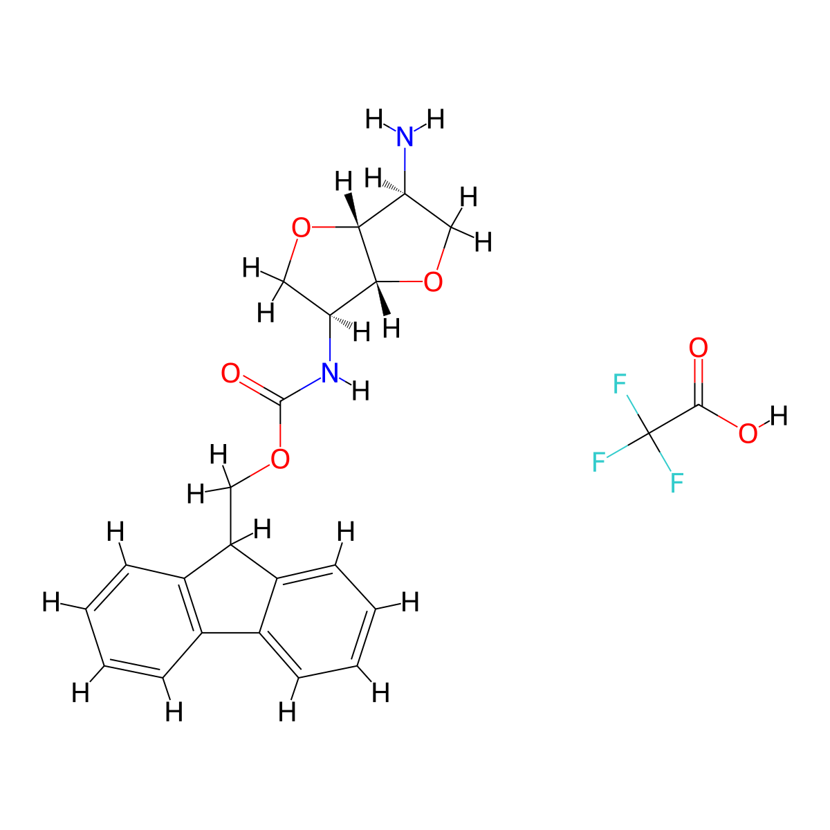 (9H-fluoren-9-yl)methylN-[(3S,3aR,6S,6aR)-6-amino-hexahydrofuro[3,2-b]furan-3-yl]carbamate,trifluoroaceticacid molecular structure, CAS 2460740-50-3