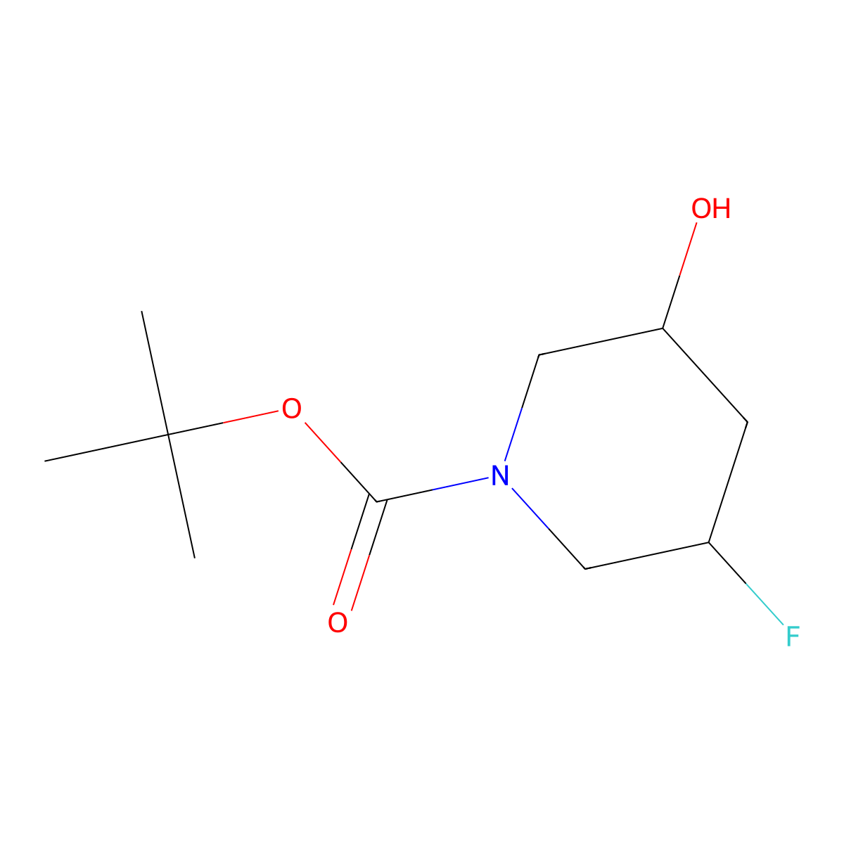 tert-butyl (3S,5R)-3-fluoro-5-hydroxypiperidine-1-carboxylate molecular structure, CAS 2460740-52-5