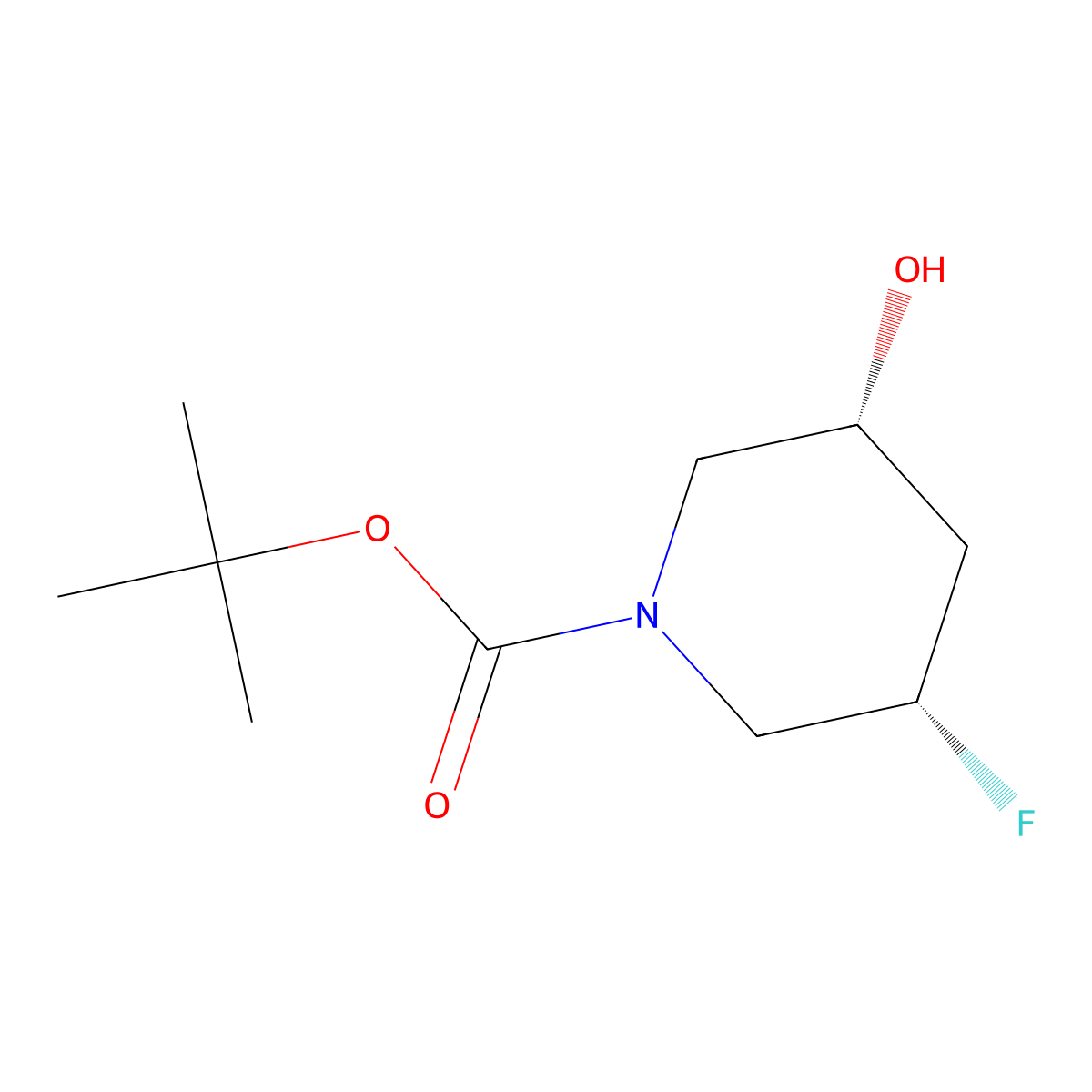 tert-butyl (3S,5R)-3-fluoro-5-hydroxypiperidine-1-carboxylate molecular structure, CAS 2460740-52-5