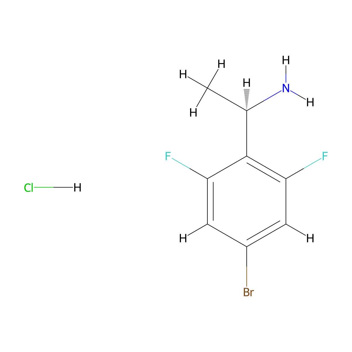 (R)-1-(4-Bromo-2,6-difluorophenyl)ethan-1-amine hydrochloride molecular structure, CAS 2460740-58-1
