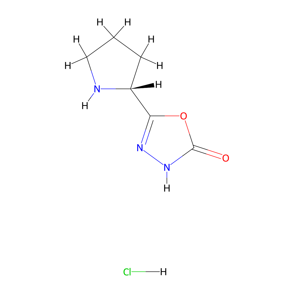 5-[(2R)-pyrrolidin-2-yl]-2,3-dihydro-1,3,4-oxadiazol-2-one hydrochloride molecular structure, CAS 2460740-60-5