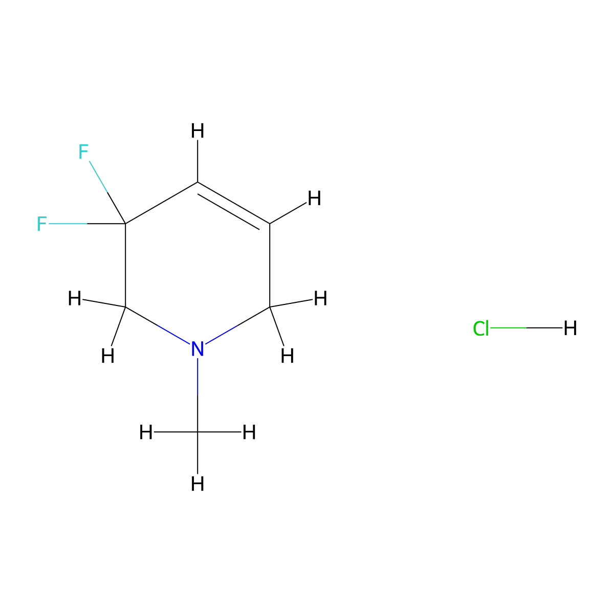 3,3-Difluoro-1-methyl-1,2,3,6-tetrahydropyridine hydrochloride molecular structure, CAS 2460741-57-3