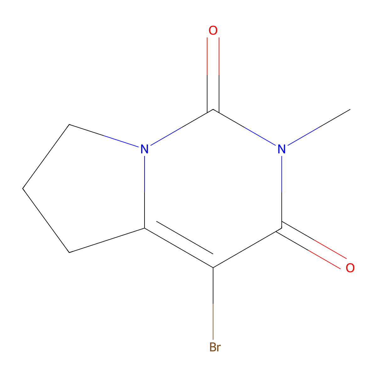 4-bromo-2-methyl-1H,2H,3H,5H,6H,7H-pyrrolo[1,2-c]pyrimidine-1,3-dione molecular structure, CAS 2460748-56-3