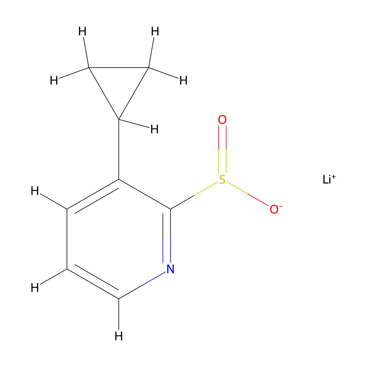 Lithium(1+)3-cyclopropylpyridine-2-sulfinate molecular structure, CAS 2460748-73-4