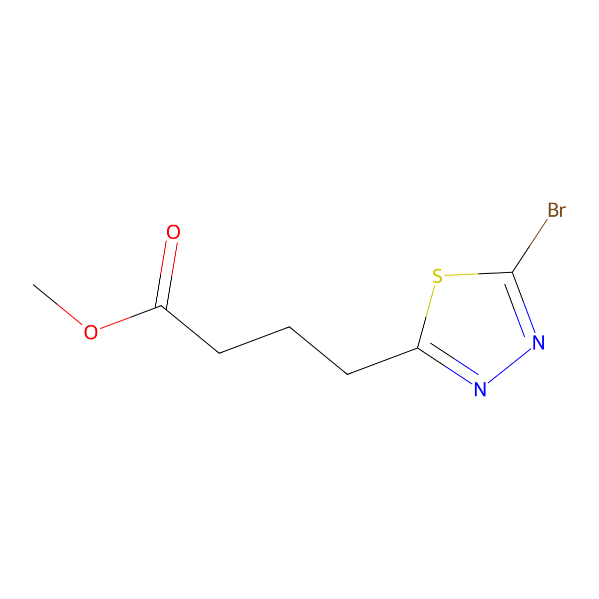 Methyl 4-(5-bromo-1,3,4-thiadiazol-2-yl)butanoate molecular structure, CAS 2460748-92-7