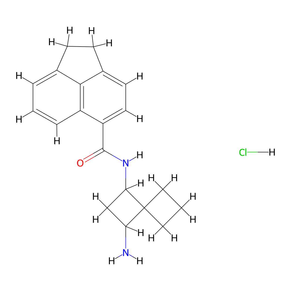 N-{3-aminospiro[3.3]heptan-1-yl}-1,2-dihydroacenaphthylene-5-carboxamide hydrochloride molecular structure, CAS 2460749-01-1
