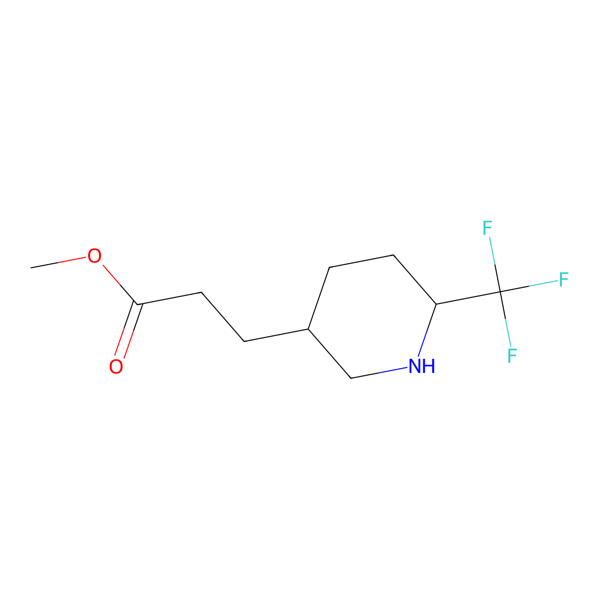 Methyl 3-[6-(trifluoromethyl)piperidin-3-yl]propanoate molecular structure, CAS 2460749-32-8