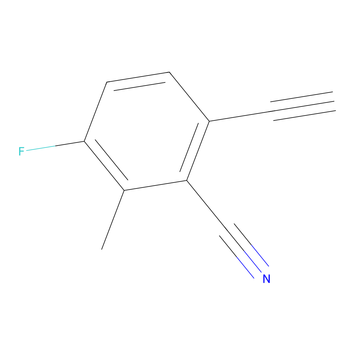 6-Ethynyl-3-fluoro-2-methylbenzonitrile molecular structure, CAS 2460749-42-0
