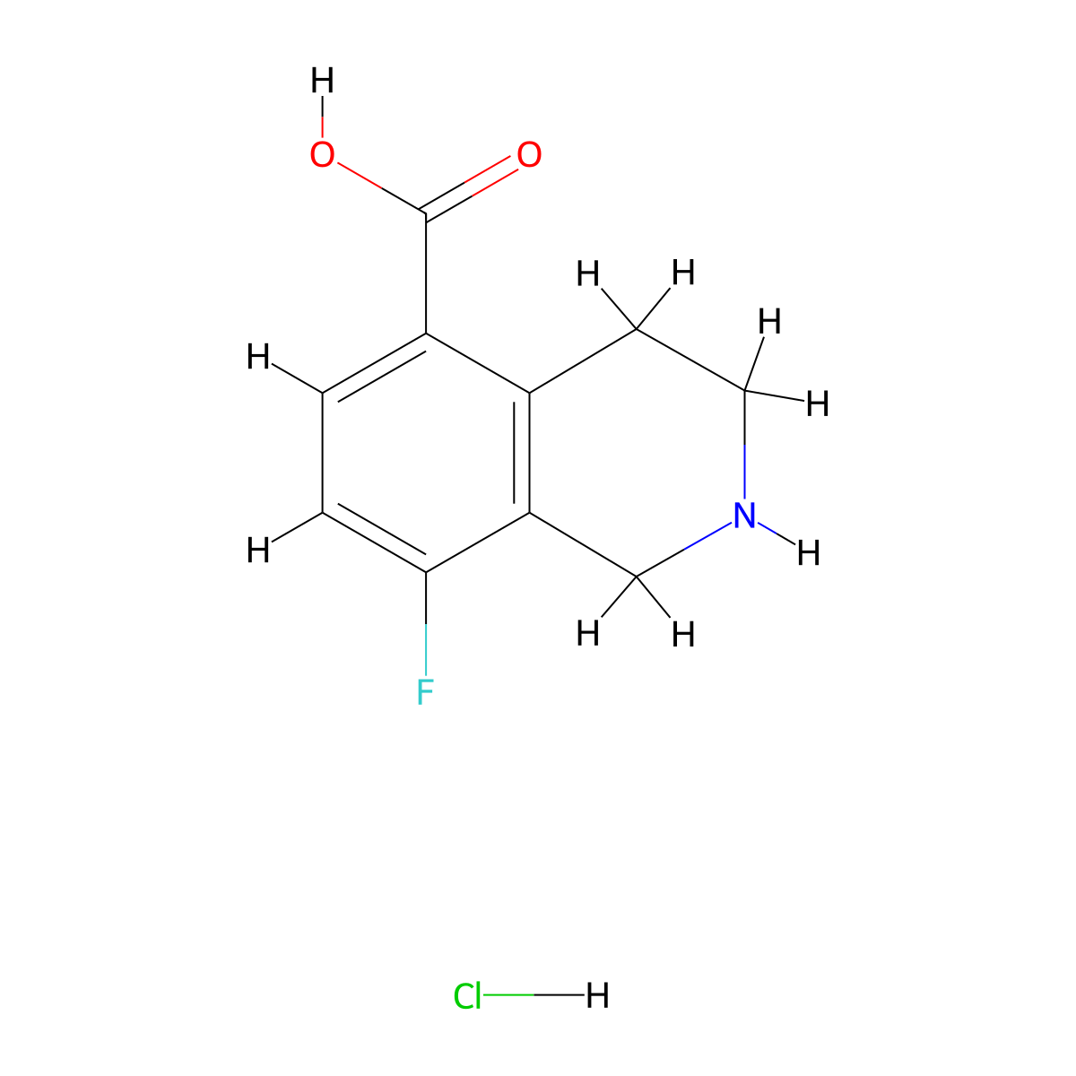 8-Fluoro-1,2,3,4-tetrahydroisoquinoline-5-carboxylic acid hydrochloride molecular structure, CAS 2460749-65-7