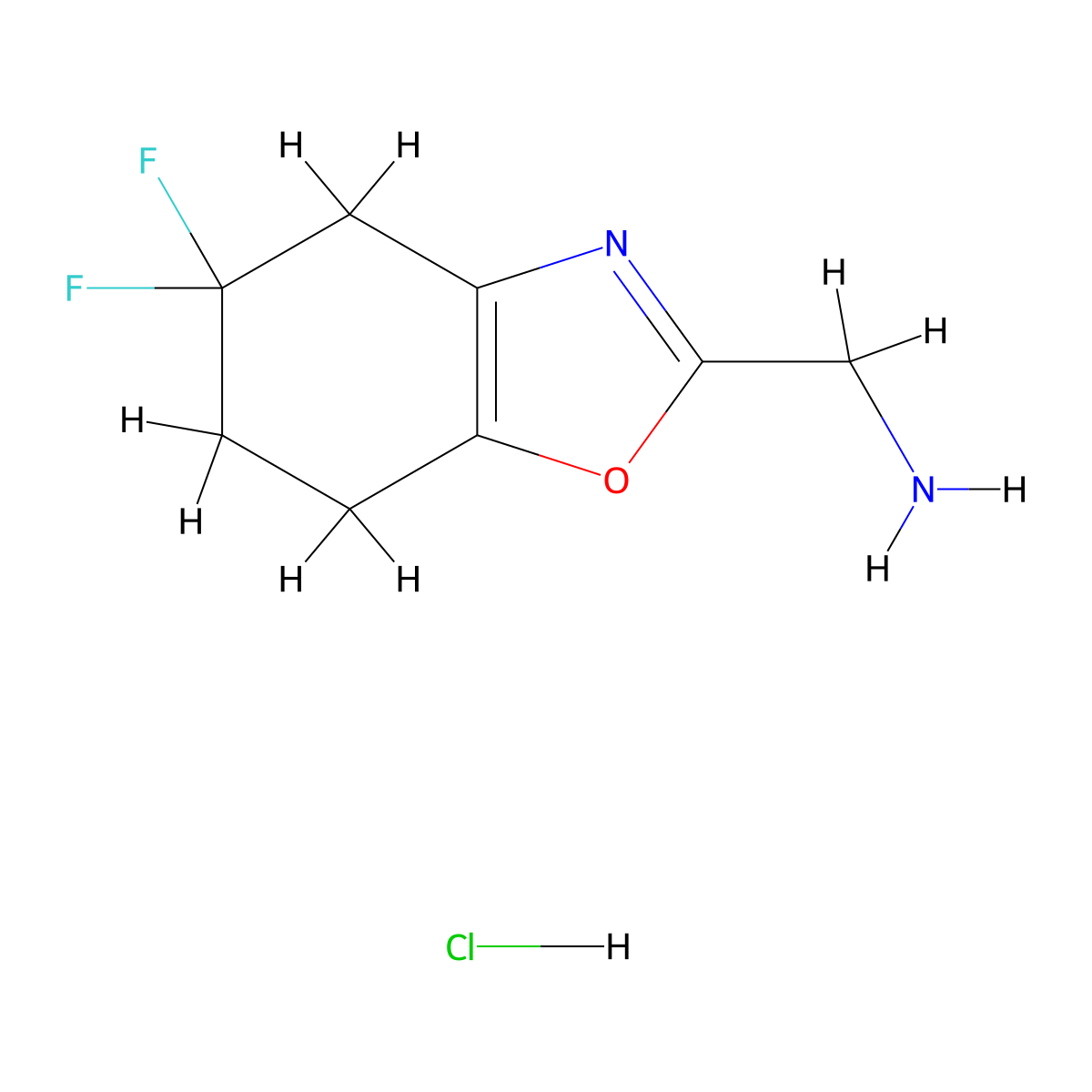 (5,5-Difluoro-6,7-dihydro-4H-1,3-benzoxazol-2-yl)methanamine;hydrochloride molecular structure, CAS 2460749-78-2