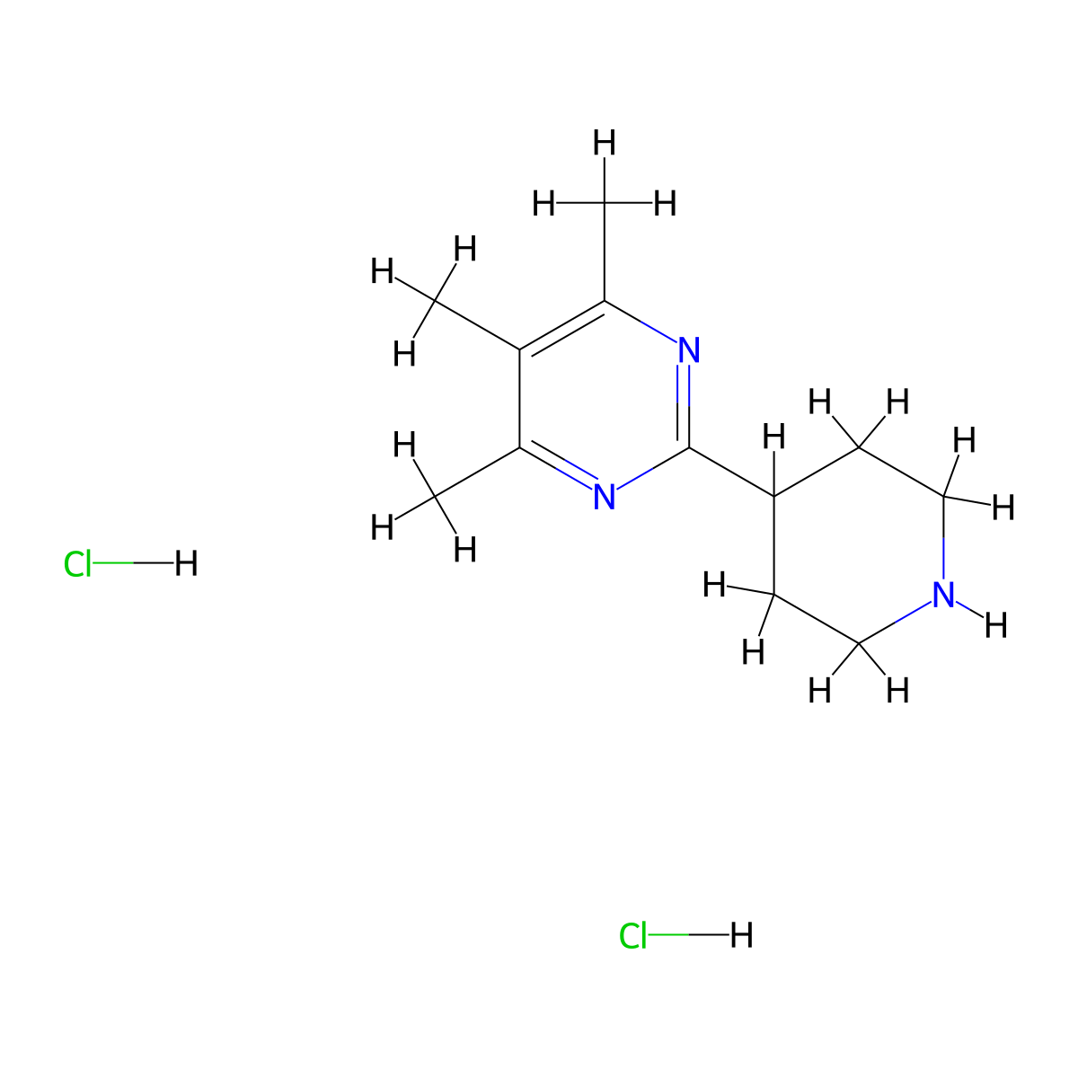 4,5,6-Trimethyl-2-(piperidin-4-yl)pyrimidine dihydrochloride molecular structure, CAS 2460749-80-6