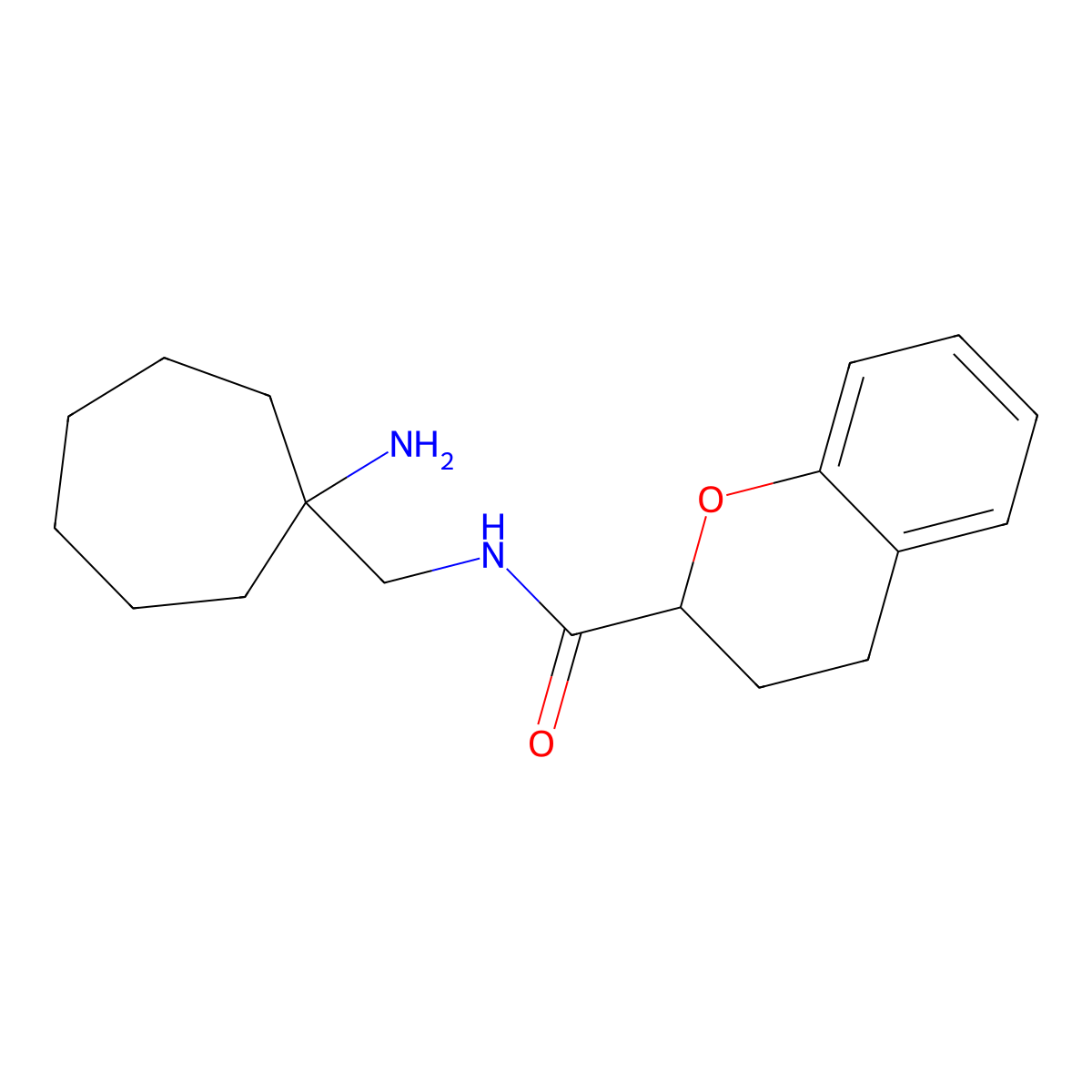 N-[(1-aminocycloheptyl)methyl]-3,4-dihydro-2H-1-benzopyran-2-carboxamide molecular structure, CAS 2460749-83-9
