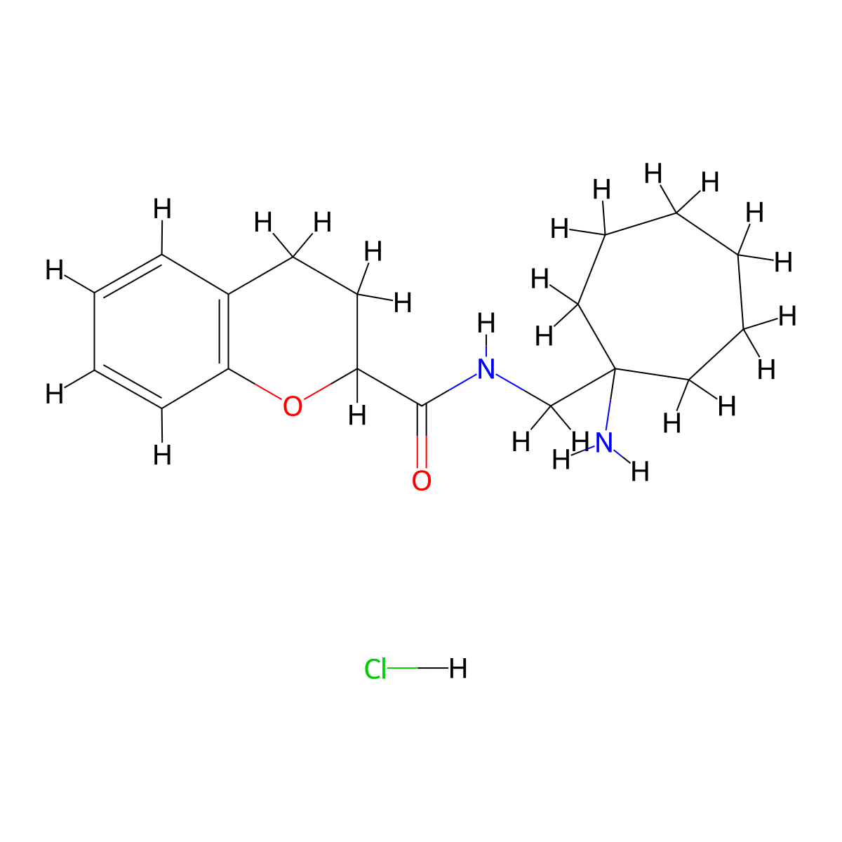 N-[(1-aminocycloheptyl)methyl]-3,4-dihydro-2H-1-benzopyran-2-carboxamide hydrochloride molecular structure, CAS 2460749-84-0