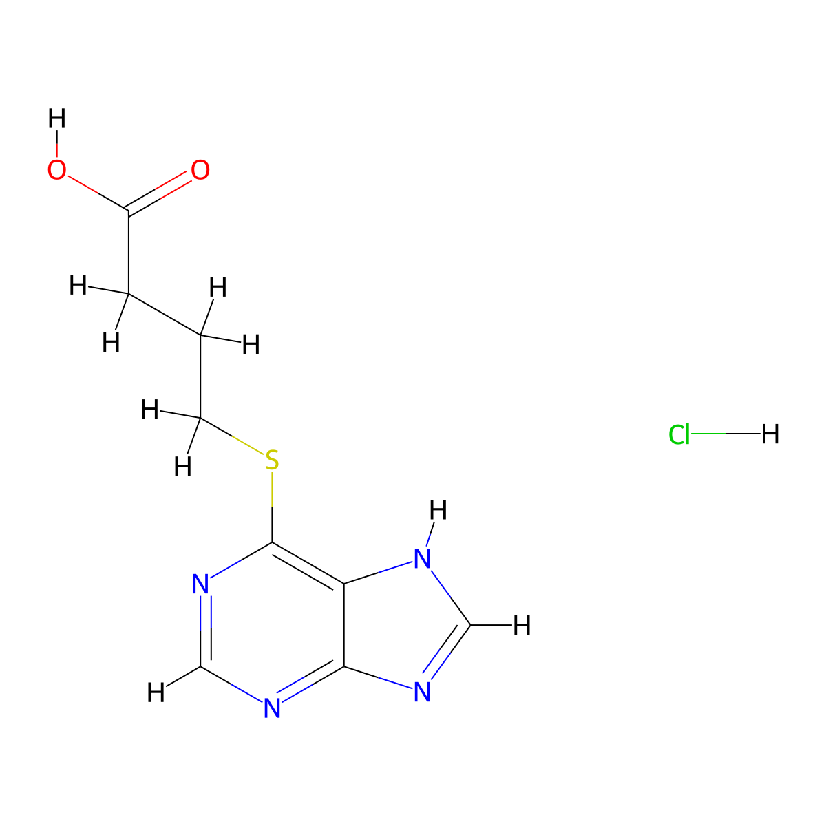 4-(9H-purin-6-ylsulfanyl)butanoic acid hydrochloride molecular structure, CAS 2460749-93-1
