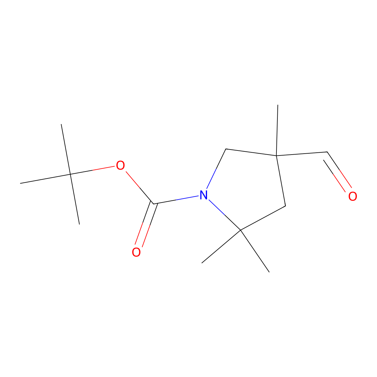 Tert-butyl 4-formyl-2,2,4-trimethylpyrrolidine-1-carboxylate molecular structure, CAS 2460749-97-5
