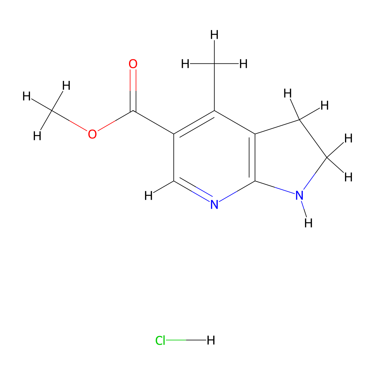methyl 4-methyl-1H,2H,3H-pyrrolo[2,3-b]pyridine-5-carboxylate hydrochloride molecular structure, CAS 2460749-99-7